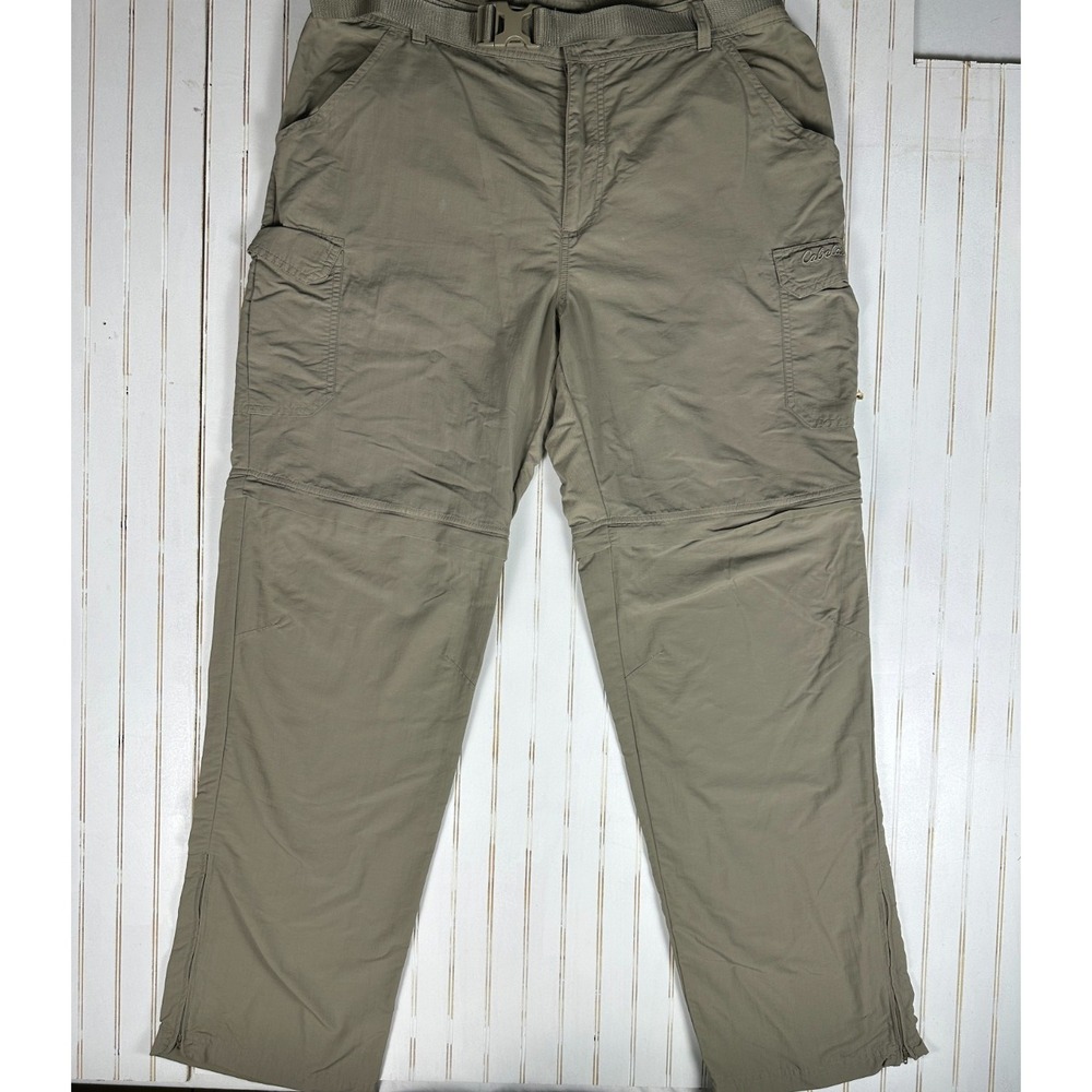 Cabela's Mens Convertible Cargo Pants 38x34 Zip Off Hiking Outdoor Nylon Tan